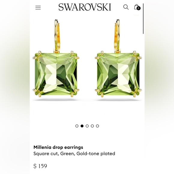 Swarovski Green Millenia Drop Square Earrings - Picture 4 of 9